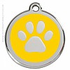 Red Dingo Yellow Paw Print Dog ID Tag